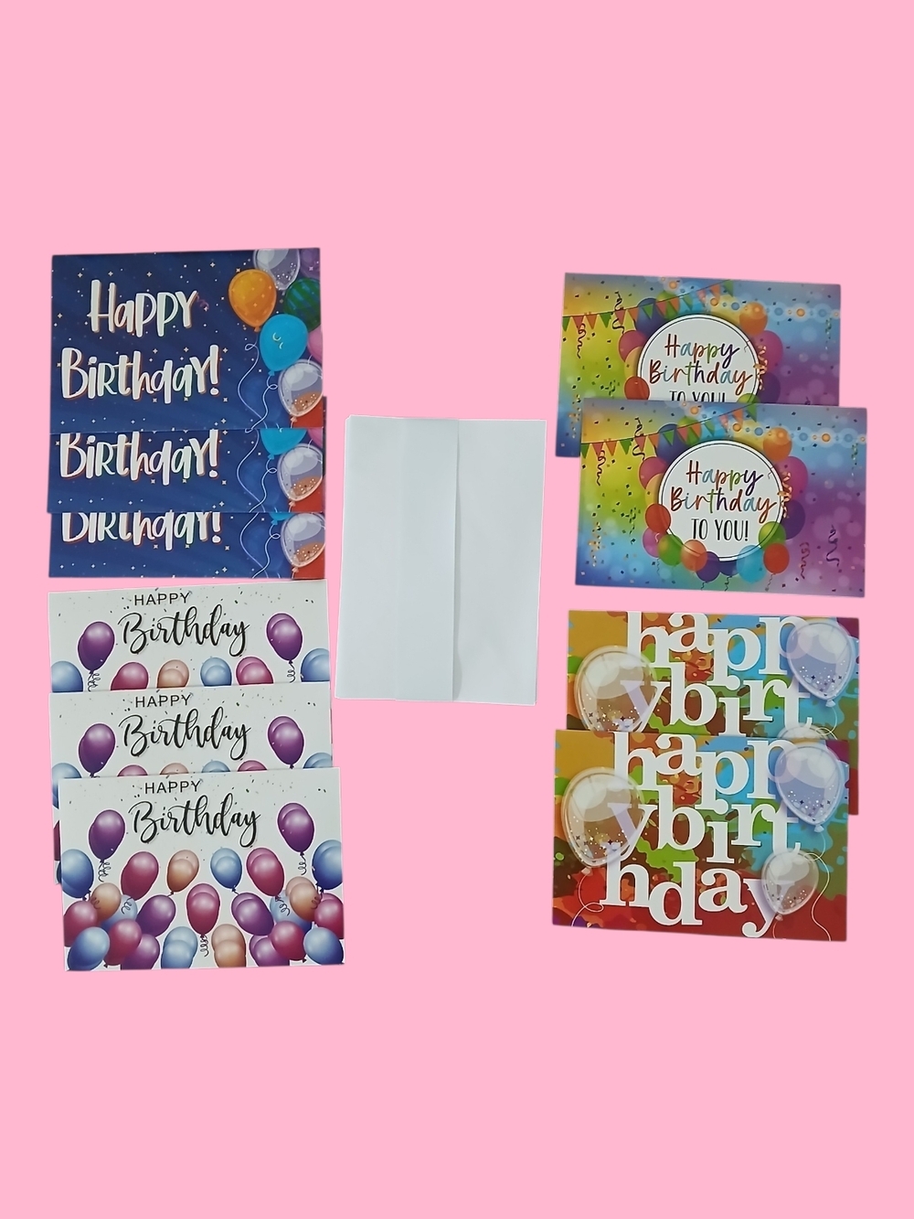 Colorful Happy Birthday Card Set - Assorted Balloon Designs